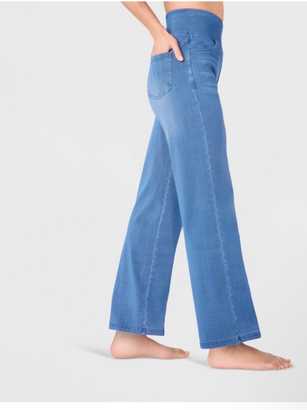 A New Day High Rise Knit Wide Leg Pull-On Jeans Blue Small